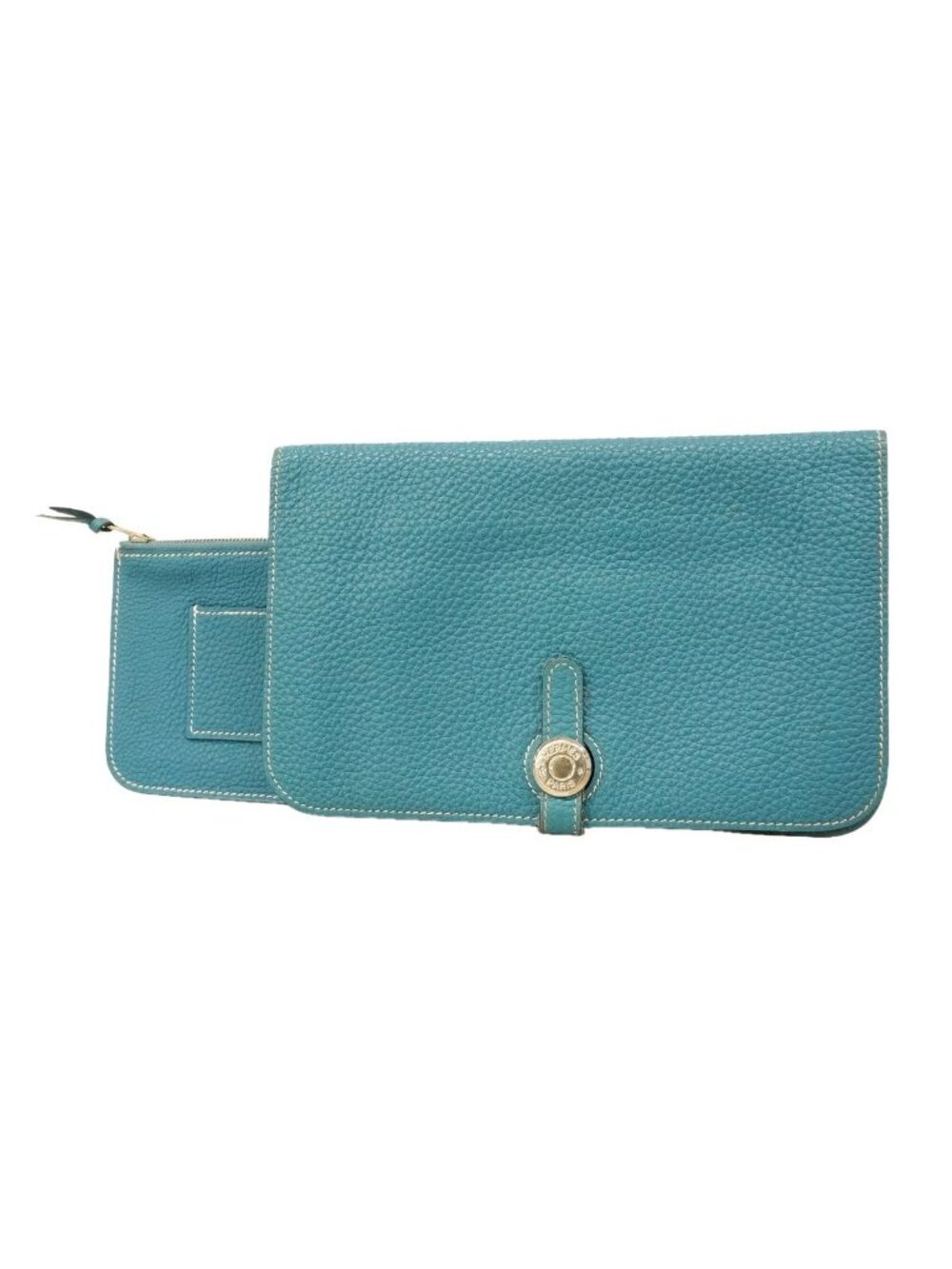 Hermes Wallet Dogon GM Togo Blue Jean Silver